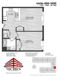  Floor Plan 1 Bed/1 Bath-681