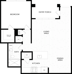 A black and white floor plan of a house with labeled rooms.