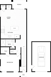 A floor plan of a house with a garage.
