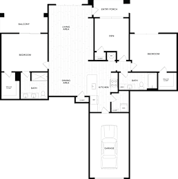 A floor plan of a house with a garage.