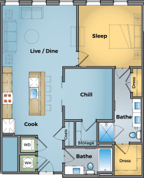  Floor Plan B4 - 1 Bed + Office
