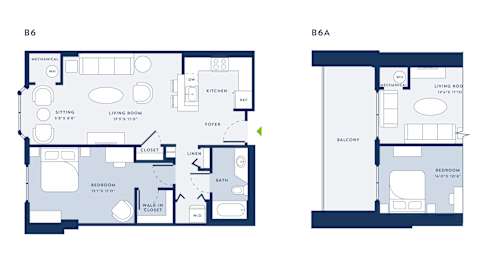 A floor plan of a two bedroom apartment.