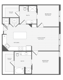a floor plan of a small house with a bedroom and a living room