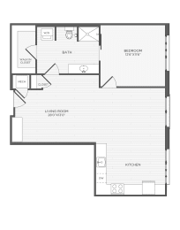 a floor plan of a home with a bedroom and a living room