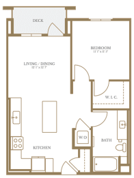  Floor Plan 1 Bed/1 Bath-2C
