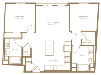  Floor Plan 2 Bed/2 Bath-3A