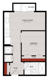 a floor plan of a room with a bedroom and a bathroom