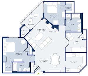 A floor plan of a house with a living room, dining room, kitchen, and multiple bedrooms and bathrooms.