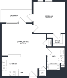 a floor plan of a house with a bedroom and a living room