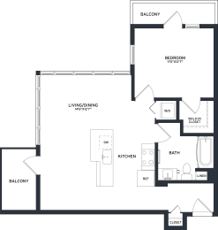 a floor plan of a house with a bedroom and a living room