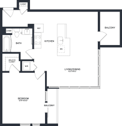a floor plan of a house with a bedroom and a living room