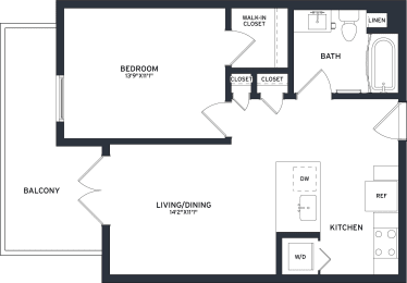a floor plan of a house with a bedroom and a living room