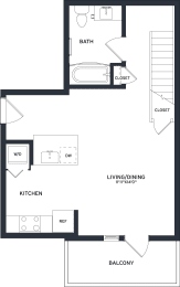 a floor plan of a house with a bedroom and a living room