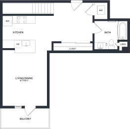 a blueprint of a floor plan with a bedroom and a bathroom
