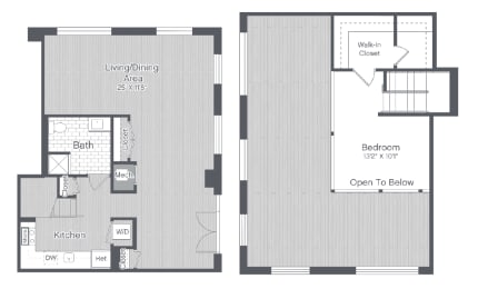  Floor Plan 1 Bed/1 Bath Loft-LW1