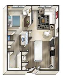  Floor Plan 1 Bed 1 Bath Nighthawk A1-1