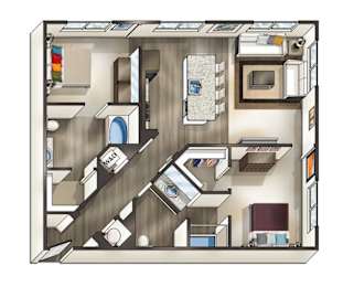  Floor Plan 2 Bed 2 Bath-B2 - Navigator