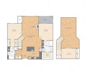  Floor Plan 2 Bed/2 Bath Loft-B3L