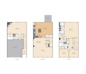 Floor Plan 3 Bed/2.5 Bath Townhome-C1TH