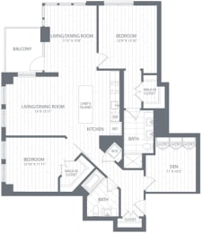 a floor plan of a bedroom apartment