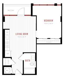 a floor plan of a house with a bedroom and a bathroom