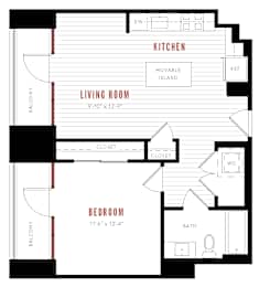 a floor plan of a house with a bedroom and a living room