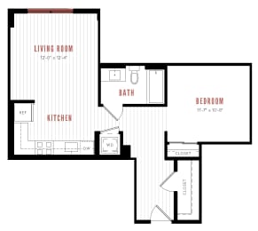 a floor plan of a house with a bedroom and a bathroom