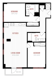 a floor plan of a small house with a bedroom and a living room