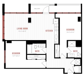 a floor plan of a small house with a bedroom and a living room