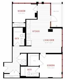a floor plan of a small house with a bedroom and a living room