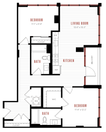 a floor plan of a home with an open floor plan with bedrooms and a bathroom