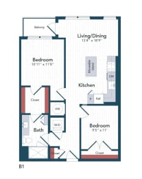 a floor plan of a bedroom apartment