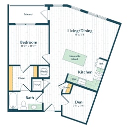a floor plan of a bedroom apartment with a bathroom and a living room
