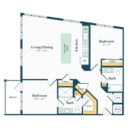 a floor plan of a bedroom floor plan with a bathroom and a living room