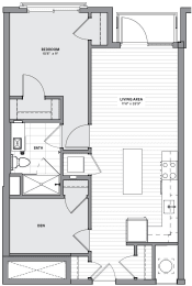  Floor Plan AD4 - One Bedroom w/ Den