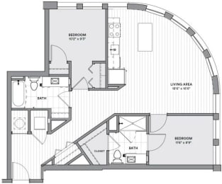 a floor plan of a house with a spiral staircase