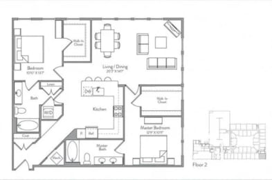 a floor plan of a house with bedrooms and a bathroom