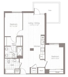 a1 floor plan  2 bedroom  1190 square feet  the circlet
