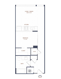  Floor Plan 1 Bed/1 Bath-A01