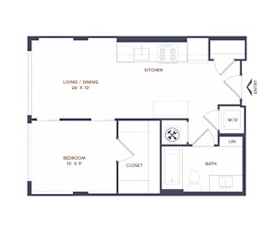  Floor Plan 1 Bed/1 Bath-A02