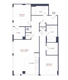  Floor Plan 2 Bed/2 Bath-B09