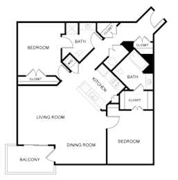 A black and white image of a house floor plan with labeled rooms.