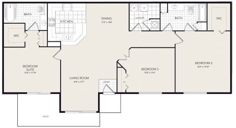  Floor Plan 3 Bed/2 Bath-Potomac