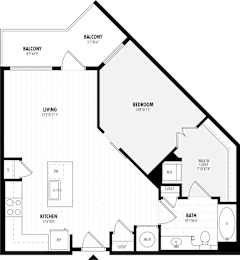 A black and white image of a house floor plan with labeled rooms.