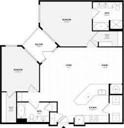 A black and white image of a floor plan for a house.