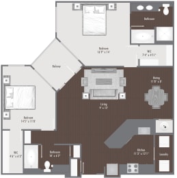 a floor plan of a 1 bedroom apartment in the ascend at woodbury