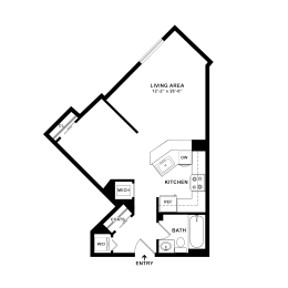 a floor plan of a 1 bedroom floor plan