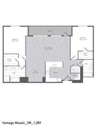 2 Bedroom / 2 Bathroom 1289sqft.