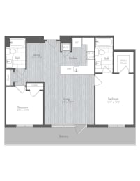 2 Bedroom / 2 Bathroom 1025sqft.