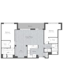 2 Bedroom / 2 Bathroom  with Den 1301sqft.
